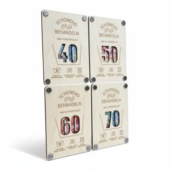 Geldgeschenk aus Holz - Geburtstagskarte 40 50 60 70 - Geldkarte aus Holz - Schonend Behandeln - Runder Geburtstag